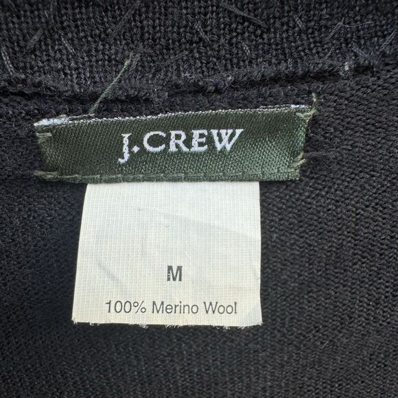 J.Crew Womens Merino Wool Sequined Zip Cardigan Size M Black Quiet Luxury Preppy - Picture 5 of 6
